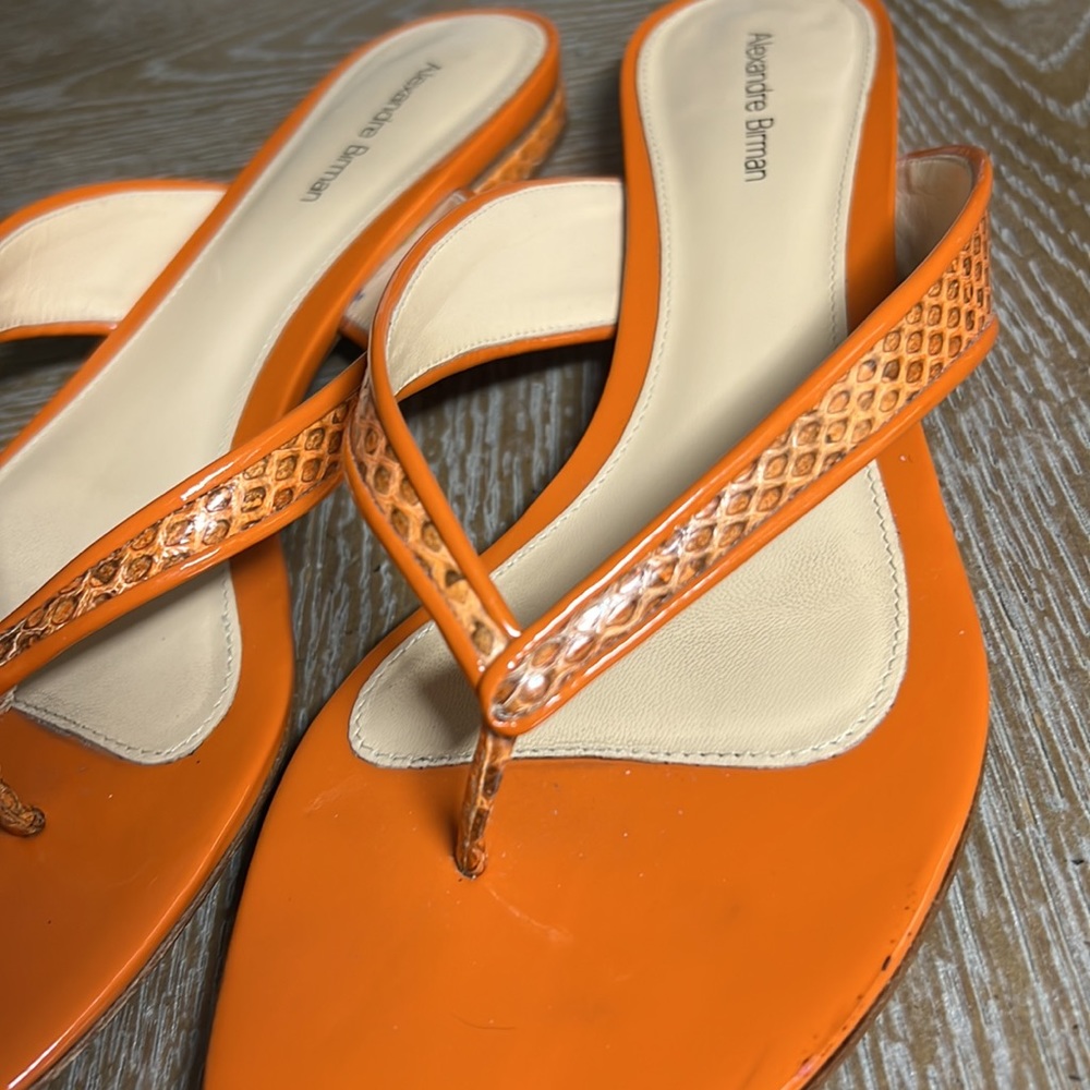 ALEXANDRE BIRMAN Orange Snake Print Thong Sandal 9.5 - Picture 4 of 8